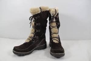 Brown Zip Boots Size 8