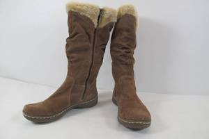 Tall Light Brown Zipper Boots Size 8.5