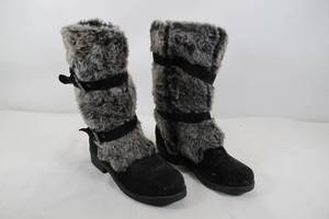 Tall Black Faux Fur Boots Size 11