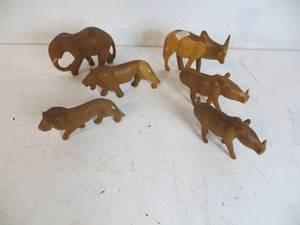 6 VINTAGE Wooden Animals