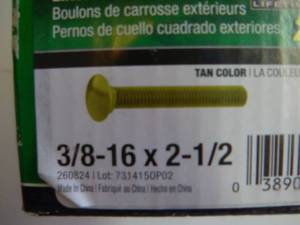 Deck Plus 38-in x 2-12-in Coated Coarse Thread Carriage Bolt (1) 260824