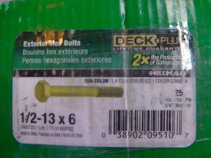 Deck Plus 12-in x 6-in Coated Coarse Thread Hex Bolt (1) 260733