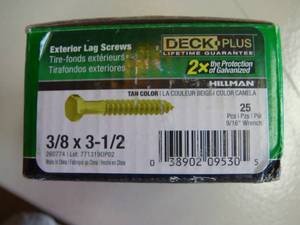 Deck Plus 38-in x 3-12-in Tan Ceramic Hex-Head Exterior Lag Screws (1) 260774