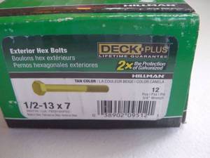 Deck Plus 12-in x 7-in Coated Coarse Thread Hex Bolt (1) 260735