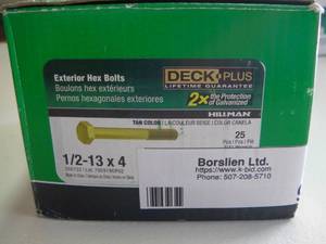 Deck Plus 12-in x 4-in Coated Coarse Thread Hex Bolt (1) 260732