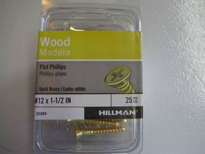 Hillman #12 Brass Flat InteriorExterior Wood Screws (25-Count) (Qty 2 1-12 & 1 2)-Not used
