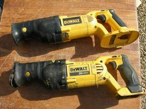 lot 83 image: Pair Cordless Dewalt Reciprocating Saws