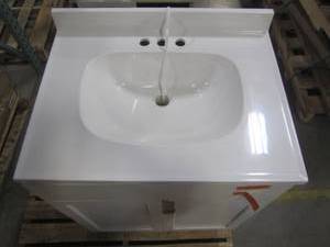 lot 11 image: Project Source 24.5-in White Single Sink Bathroom Vanity with White Cultured Marble Top VBCU2418