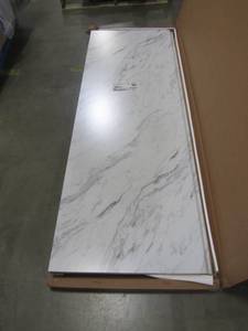 lot 18 image: Hampton Bay 6 ft. Laminate Countertop Kit in Calcutta Marble with Valencia Edge 12337KT06N4925