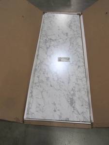 lot 19 image: Hampton Bay 6 ft. Laminate Countertop Kit in Marmo Bianco Marble with Valencia Edge 12337KT06N1885