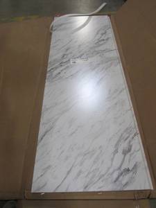 lot 20 image: Hampton Bay 6 ft. Laminate Countertop Kit in Calcutta Marble with Valencia Edge 12337KT06N4925