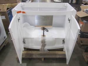 lot 29 image: allen  roth Moravia White Single Sink Vanity - Cabinet Only - 1142VA-36-201
