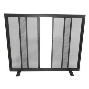 lot 242 image: Style Selections 38.97-in Black Powder Coated Steel Flat Twin Fireplace Screen 15847L