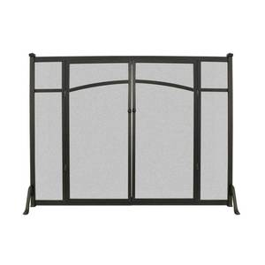 lot 253 image: Open Hearth 38-in Antique Iron Steel 1-Panel Flat Twin Fireplace Screen, 15910.