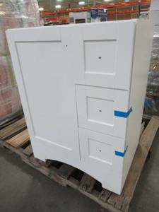 lot 215 image: Glacier Bay Lancaster 24 X 17 34 X 32 Tall Vanity in White, LC24P2-WH - Cabinet only.