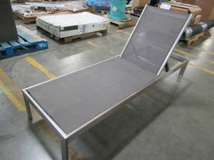 lot 221 image: Modway Shore Mesh Silver Gray Aluminum Outdoor Patio Chaise Lounge.