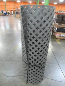 lot 227 image: Veranda 4 ft. x 8 ft. White Privacy Diamond Vinyl Lattice - Framed in Grey.