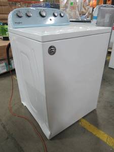 lot 284 image: Whirlpool 3.5-cu ft Top-Load Washer with Agitator (White), WTW4816FW - Never installed, Dented LH Side Bottom. Otherwise In nice condition and TestedWorks
