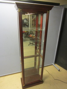 SOLID WOOD CURIO CABINET, WITH LIGHTED INTERIOR