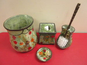 DECORATIVE BATHROOM WASTEBASKET, SOAP DISH, TISSUE HOLDER, TOILET BRUSH HOLDER