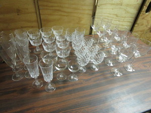 DECORATIVE GLASS STEMWARE, CHAMPAGNE FLUTES,  WINE GLASSES, GOBLETS, MORE