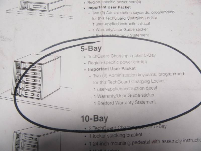 lot 4 image: New Bretford Model TL5C-K-US 5 Bay Charging Locker