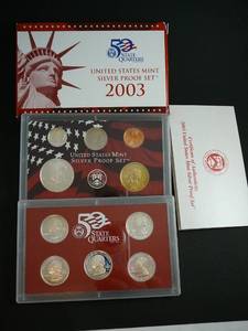 lot 6 image: 2003 U.S. Mint Silver Proof Mint 10 Coins
