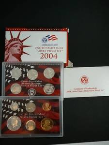 lot 7 image: 2004 U.S. Mint Silver Proof Mint 10 Coins