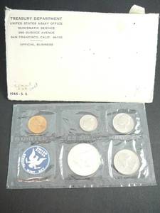 lot 14 image: 1965 Uncirculated Special Mint Set 5 Coins