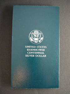 lot 35 image: 1890-1990 Proof Silver Dollar US Eisenhower Centennial Coin