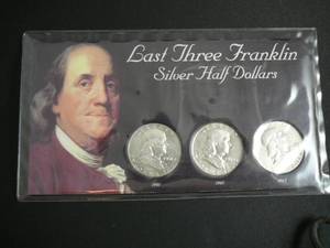 lot 40 image: 1961d, 1962d,1963d Last 3 Franklin Silver Half Dollars