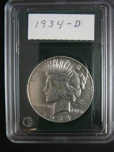 lot 51 image: 1934d Peace Silver Dollar