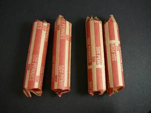 lot 91 image: 4 Rolls Wheat Pennies