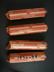 lot 94 image: 4 Rolls Wheat Pennies