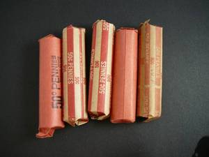 lot 96 image: 5 Rolls Wheat Pennies