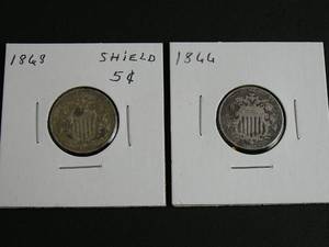 lot 120 image: 1866 & 1868 Shield 5 Cent