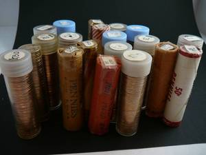 lot 135 image: 20 Rolls of Lincoln Pennies Marked As Follows