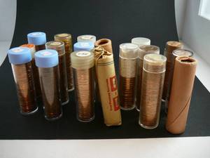 lot 137 image: 18 Full Rolls of Lincoln Wheat Pennies & 1 Partial Marked As Listed Below