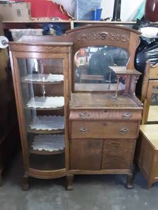 lot 3 image: Antique Oak Bureau (Carved Faces)