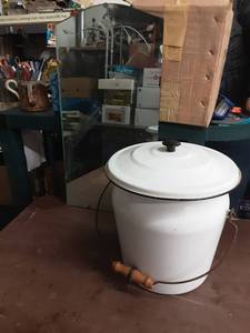 lot 25 image: Vintage Etched Mirror & Enamel Pail