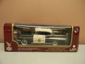 lot 9 image: ROAD LEGENDS 118 SCALE CHEVROLET BEL AIR POLICE CHIEF (1957) - NEW IN BOX - SEE PICTURES