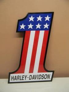 lot 21 image: #1 HARLEY-DAVIDSON TIN SIGN - LIKE NEW - APPROX 18 BY 13 - SEE PICTURES