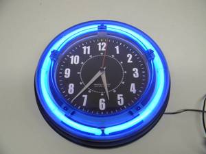 lot 22 image: STERLING & NOBLE BLUE NEON LIGHT  CLOCK - WORKS - NICE - APPROX 12 - SEE PICTURES