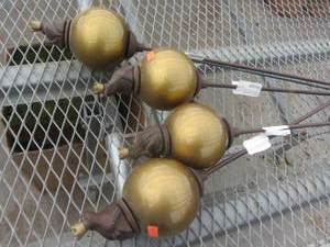 Frogs on Gold Ball Garden Stakes