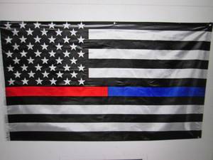 3 ft x 5 ft Red and Blue Line Ameri...