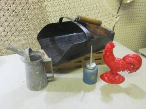 Vintage Coal Scoop, Cast Iron Roost...
