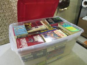 58 Qt Tote with Lid Full of Assorte...