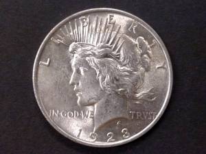 1923 AU Peace Silver Dollar...