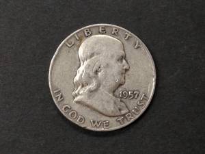1957 D Franklin Silver Half Dollar...