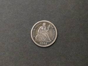 1891 Seated Liberty Silver Dime...